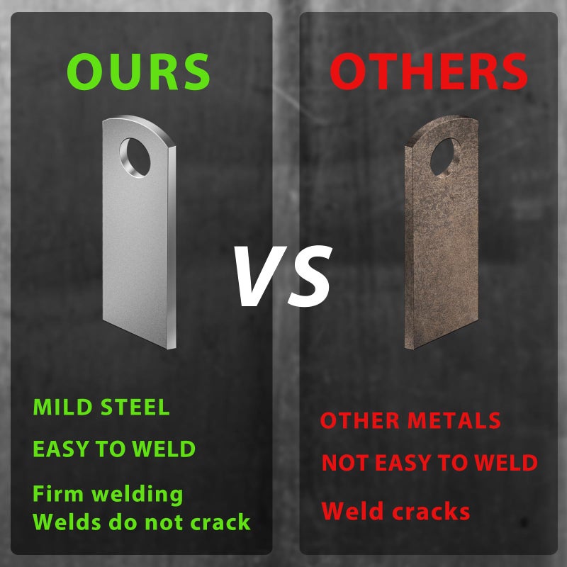 OywhC Weld on Tabs, Steel Basic Weld Tab, Universal Weld on Light Tabs Flat Bottom Mount with a 3/8"" Hole.2-3/5"" Height, 1"" Wide, 1/8"" Thick Pack Of 10 Tabs Steel Mounting Bracket OywhC-5 - Image 2